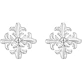 AeraVida Everyday Charming Fleur-de-Lis Snowflake Sterling Silver Stud Earrings | Elegant Winter-Inspired Jewelry for Women | Unique Fleur-de-Lis Silver Studs