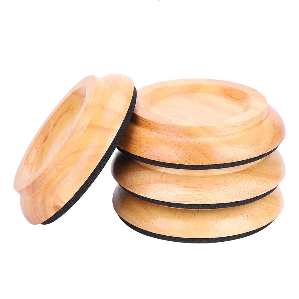 Hardwood Grand Piano Caster Cups, 4 Pcs Upright Piano Caster Cups,Non-Slip & Anti-Noise Beech Wood Round Piano Foot Pads Set Furniture Leg Pads Protection Hardwood Floor Protectors(Wood color)