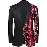 Men Black Sequin Shiny Prom Suit Jacket One Button Slim Fit Sport Coats and Blazers Tuxedo for Wedding Banquet