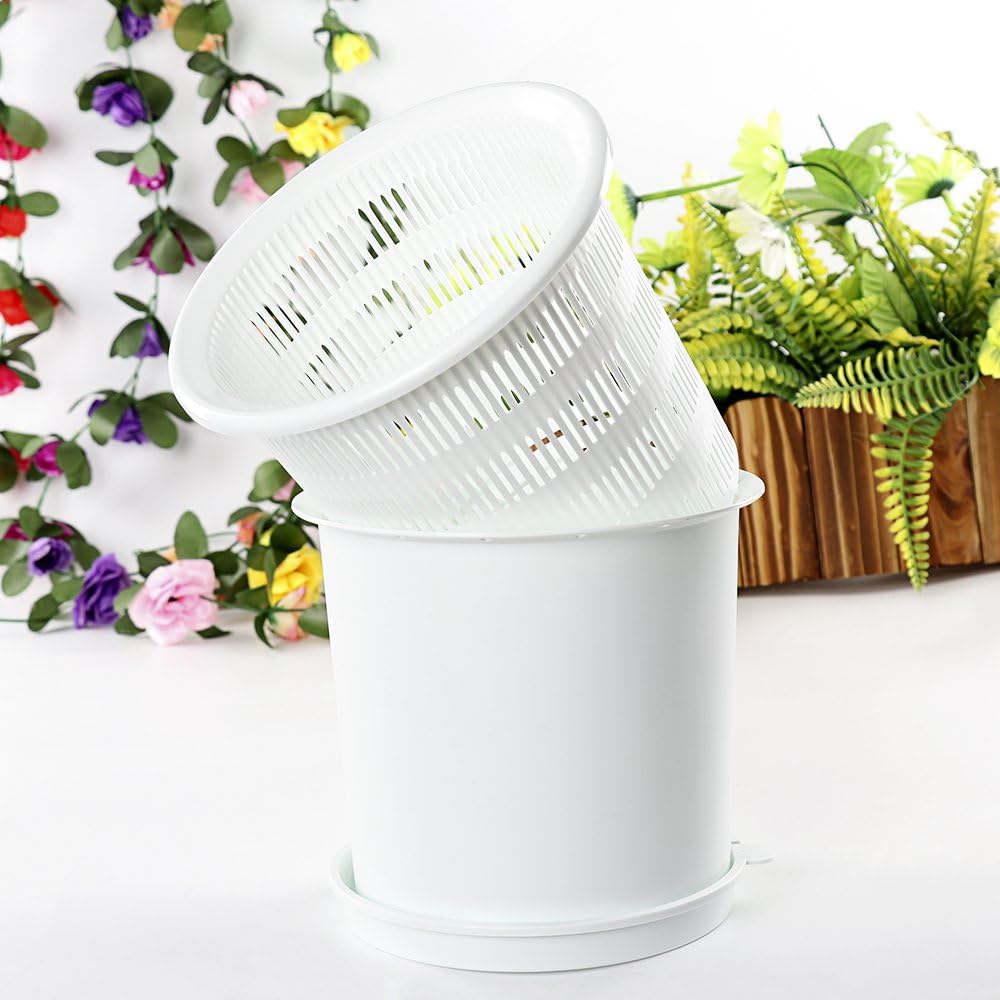 Warooma Orchid Flower Planter Pot 8-inch Premium Plastic Root Controlling Round Plant Pot Drainage Mesh Garden Container for Indoor Outdoor Gardening House Plants