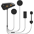 FreedConn Motorcycle Helmet Bluetooth Headset Intercom with Music Share, Universal FG 1200m 6 Riders Group Communication Systems Ultra-Thin with Hard Mic/Noise Cancellation/Hi-Fi Music/Waterproof