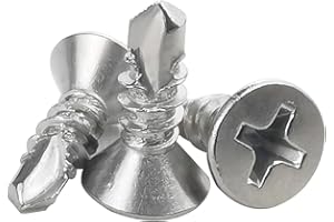 FAJOEDA 120PCS #8 x 1/2" Sheet Metal Self Drilling Screws,410 Stainless Steel Flat Head Screws Phillips Head Self-Tapping Screws High-Strength Fast Sheet Metal Screws (1/2" to 1-1/4" Available)