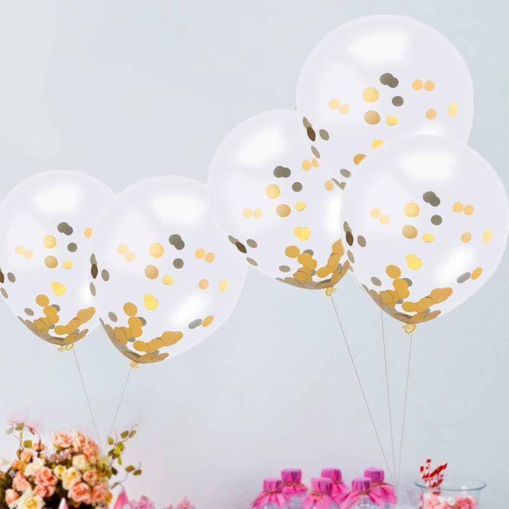 SINKSONS 20 Pieces Gold Confetti Balloons, 12 Inches Party Balloons With Golden Paper Confetti Dots For Party Decorations Wedding Decorations And Proposal (Gold): Kitchen & Dining
