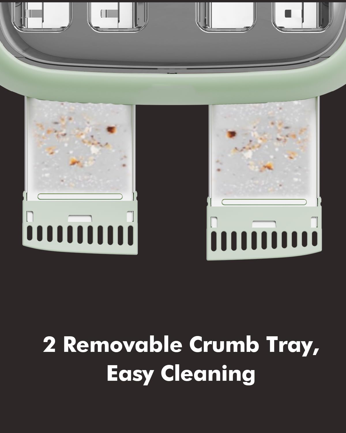 LONGDEEM Tostadora retro de 4 rebanadas con ranuras de 1.6" de ancho - 6 configuraciones de tostadas con función de bagel, cuerpo de acero inoxidable, botón de descongelación/cancelación y bandeja para migas, verde vintage