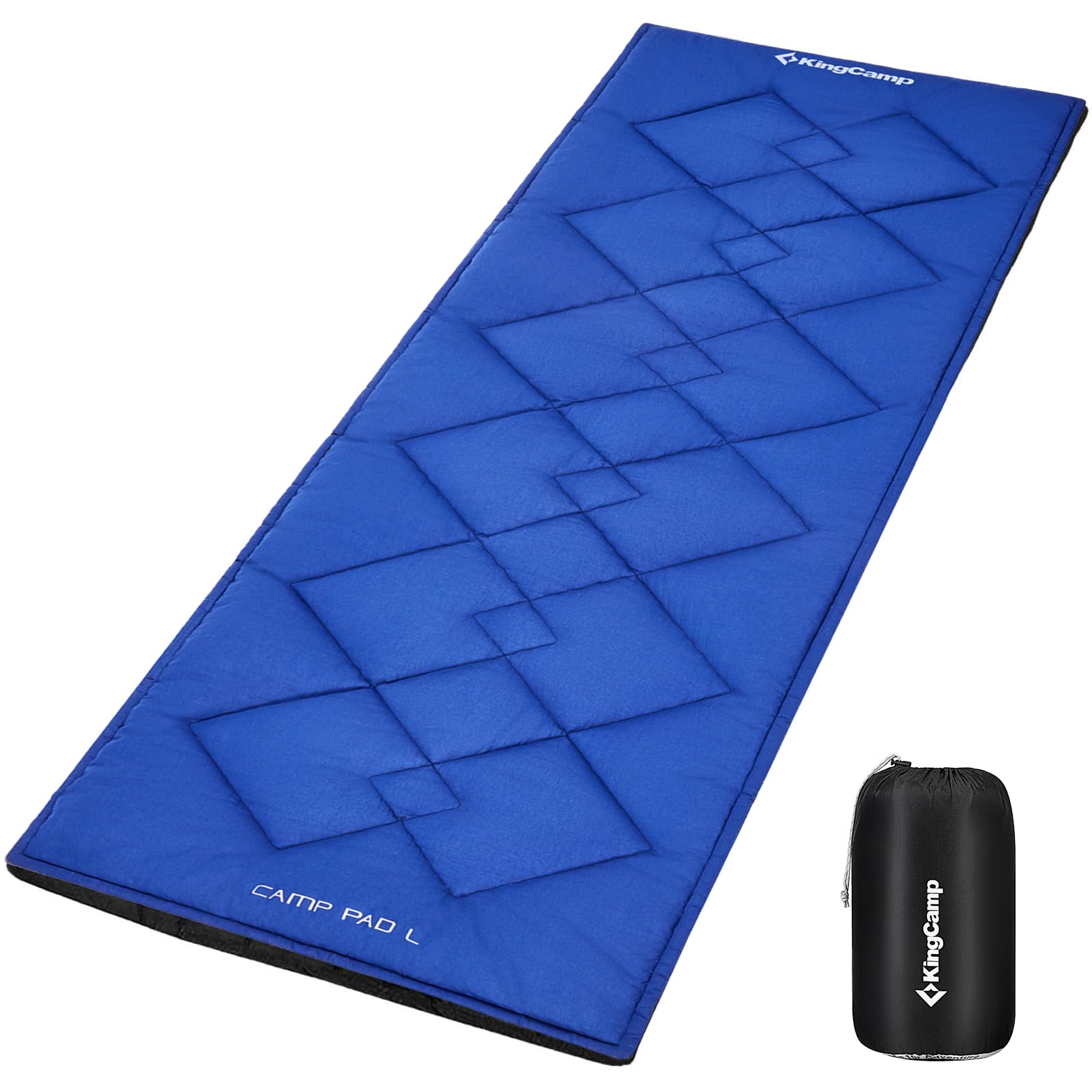 KingCamp XL Camping Bed Mattress - Non-Slip Roll Up Mattress 203 × 76 cm for Camping Bed/Cot with 4 Corner Straps, Breathable T/C Polycotton Sleeping Pad, Machine Washable Mat for Sun Lounger