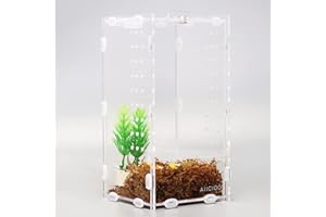 AIICIOO Micro Habitat Terrarium Enclosure 4x4x8 Inches Clear Acrylic Reptile Tank for Jumping Spiders Tarantula Insect Small Tree Dwelling Reptiles