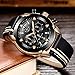LIGE Watches for Men Sports Chronograph Waterproof Analog Quartz Watch with Black Leather Band Classic Casual Big Face Mens Wrist Watch Gold Black