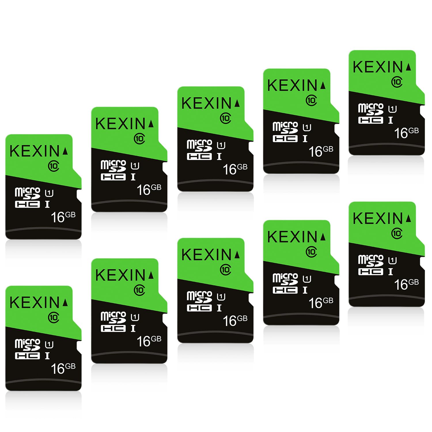 KEXIN Micro SD Card 16GB 10-Pack, MicroSDHC Memory Card Class 10 High Speed UHS-I U1 TF Card for GoPro, Action Camera
