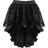 Grebrafan Steampunk Midi Skirt for Women Tulle Multi Layered High Low Outfits Party