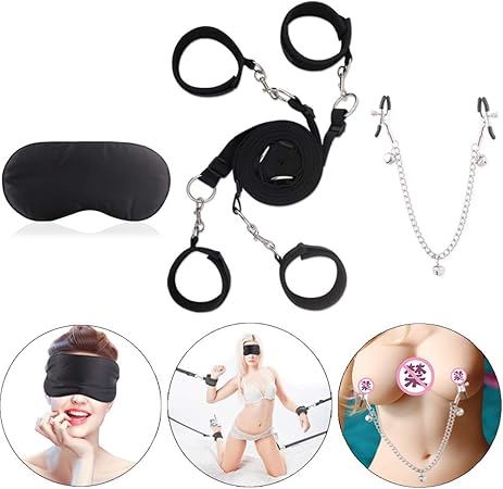 Amazon Sm アダルト グッズ 拘束 目隠し アイマスク 大人のおもちゃ 束縛 手錠 足錠 乳首 乳枷 ベッド 縛り 改良版 Aouoa Sm 3点セット Aouoa Sm
