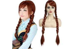 SARLA Women's Long Braided Auburn Wig Straight 30 Inch Synthetic Pigtail Hair for Cosplay Party Halloween Costume Adult Size