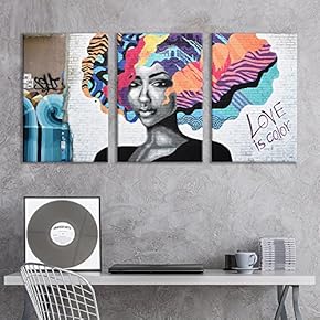 3 Panel Canvas Wall Art - Triptych Street Graffiti Series - Love is Color - Giclee Print Gallery Wrap Modern Home Art Ready to Hang - 16"x24" x 3 Panels