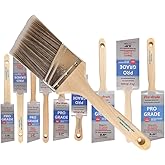 Pro Grade Angle Paint Brushes, Paint Brush Set for Trim &amp; Walls, 10 Pc | Sash &amp; cut-in detail | Furniture, cabinets, doors &amp; fences | Interior &amp; exterior | Latex, oil &amp; stain | Medium stiff bristles
