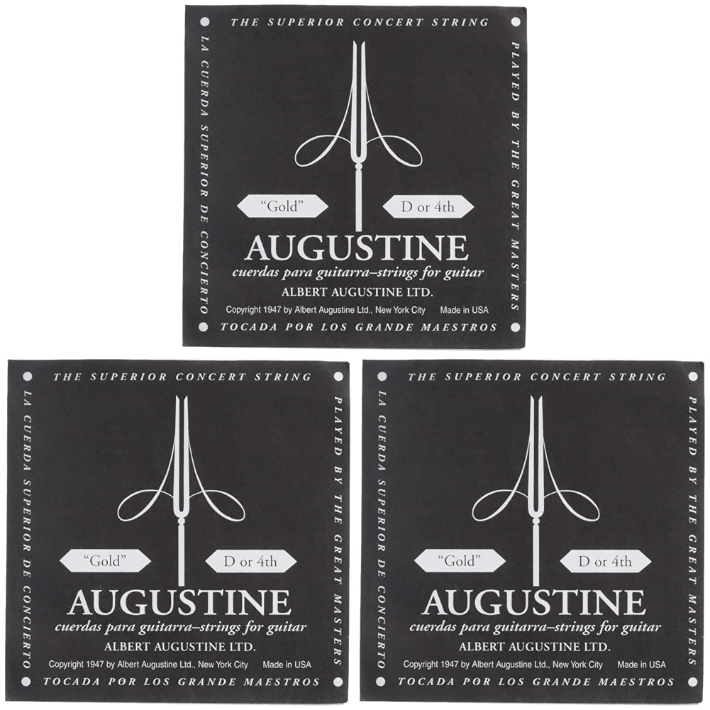 Augustine 650414 Classic Gold D4 Single D 4th Classical Guitar String (Pack of 3)