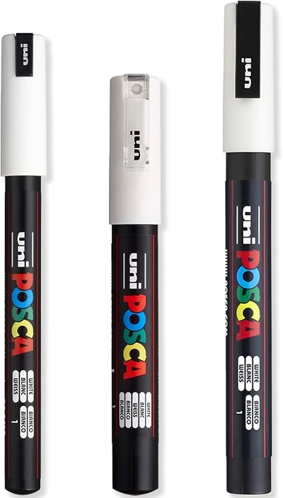 Posca White Paint Markers Set PC-1MR PC-1M PC-3M 0.7-1.8mm