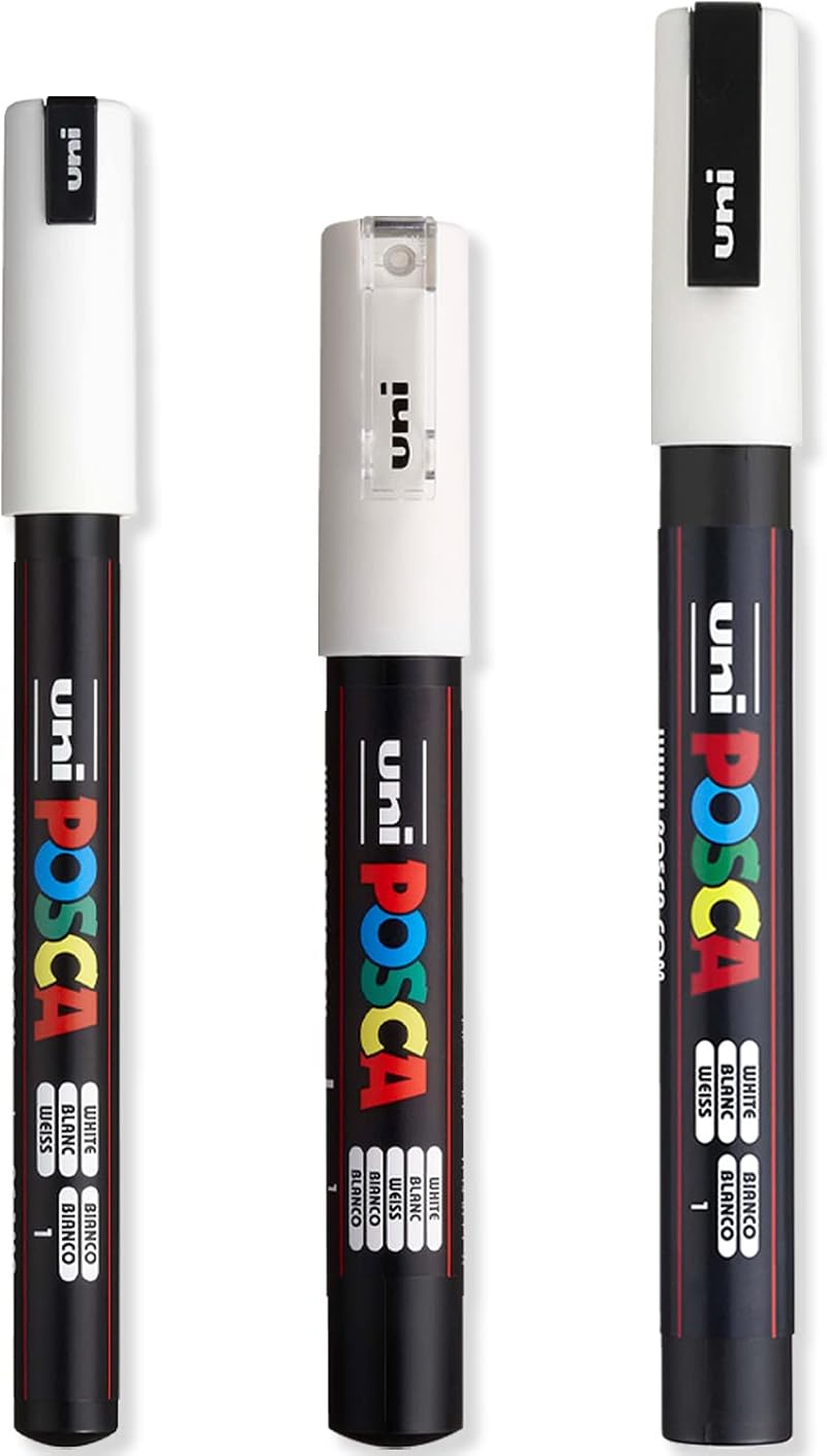Posca White Paint Markers Set PC-1MR PC-1M PC-3M 0.7-1.8mm
