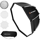 K&F CONCEPT 35''/90cm Octagonal Softbox, Quick Release Bowens Mount Softbox with Honeycomb Grid, Light Diffusers, Carrying Ba