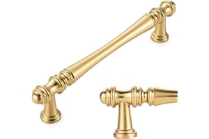 KOOFIZO 10 Pack 5 Inch Brushed Gold Kitchen Cabinet Handles Gold Cabinet Pulls Gold Cabinet Hardware P30 for Cabinets Drawer Dresser Cupboard Bedroom Bathroom