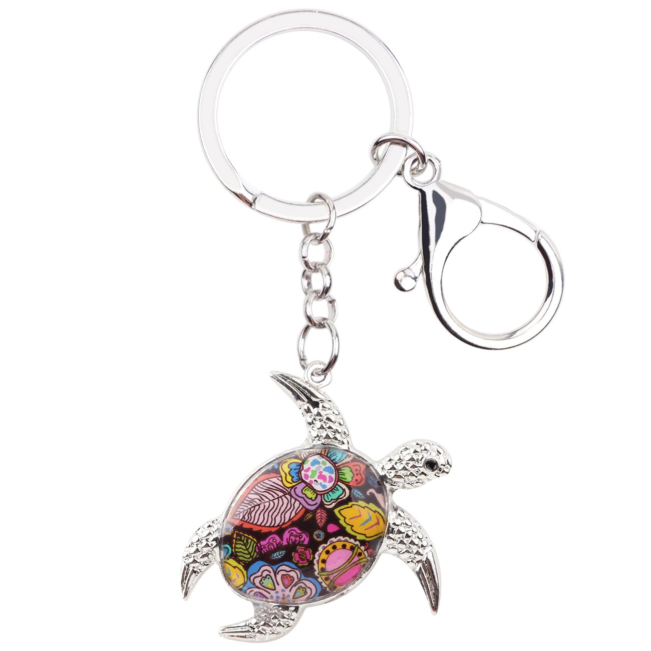 WEVENI Alloy Turtle Keychain Tortoise Keyring Ocean Jewelry Enamel Charms For Women Girls Bag Car Wallet (Red)
