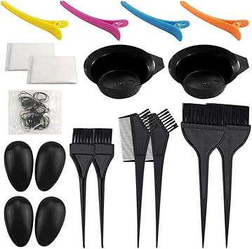 21 Packs Hair Dye Coloring Kit Sonku Dye Brush Comb Mixing Bowl Ear Caps Shower Cap Apron Sectioning Clips And Hairbands For Diy Salon Hair Dye Tool Amazon Ca Beauty