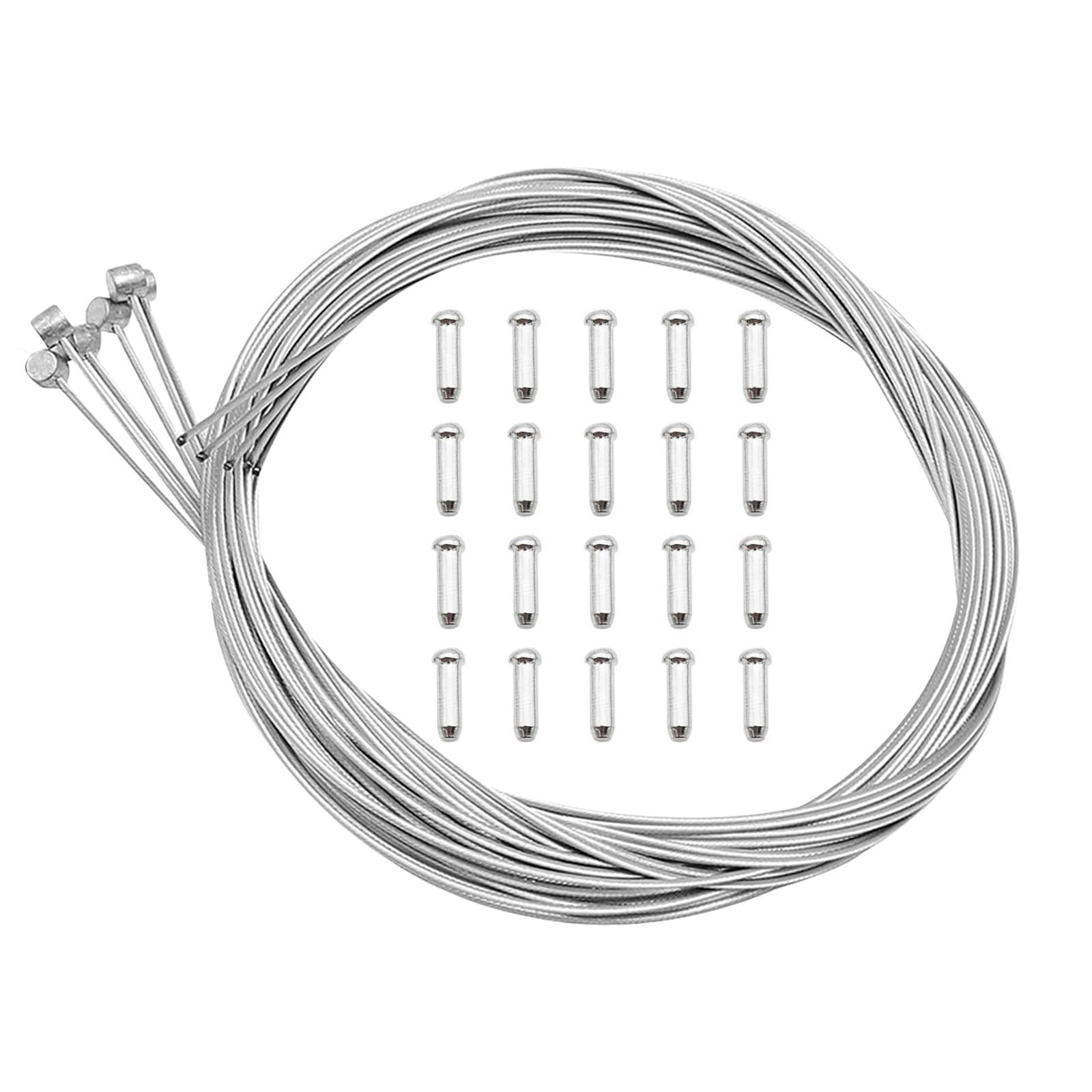 Bike Brake Cables,6PCS Universal Bike Brake Inner Cable Wire with 20PCS Brake Cable Ends,1.7 m Bicycle Gear Cable for Mountain Bike