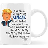 Uncle Gifts from Niece Nephew for Worlds Best and Awesome Uncles Ever Donald Trump Terrific Uncle Funny Gag Gift Idea Ceramic Coffee Novelty Mug Tea Cup for Fathers Day Christmas or Birthday