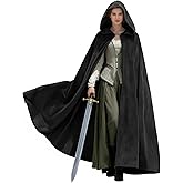 UQJE Medieval Cloak with Hood Halloween Renaissance Hooded Cape for Men and Women