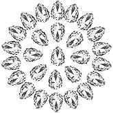 Acoeitl 100Pcs 10x14mm Teardrop Sew On Rhinestones White Clear Crystal Glass Gems Silver D-Shaped Claw Embellishments for Clothing Crafting Sewing Jewels for Clothes Shoes DIY Fabric