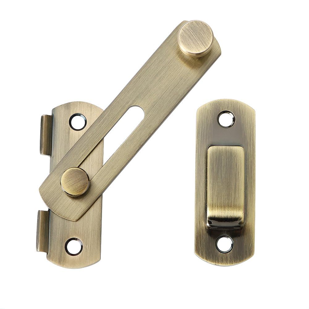 Sayayo Gate Lock Door Latch 180° Small Gate Bolt Sliding Door Lock for Wooden Gates Internal Door Garden, Stainless Steel Antique Bronze, 2.5MM Thickness