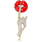 Sexy Red Lips Brooch Pins Gold Lapel Quiet Gestures Statement Badge Brooches for Women Fashion Jewelry Clothing Decoration Accessories
