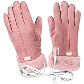 USB Heated Gloves for Women Men, 3 Heating Levels Touchscreen Waterproof Electric Warmer Gloves, Winter Thermal Leather Heated for Outdoor Fishing Skiing Cycling Biking Driving