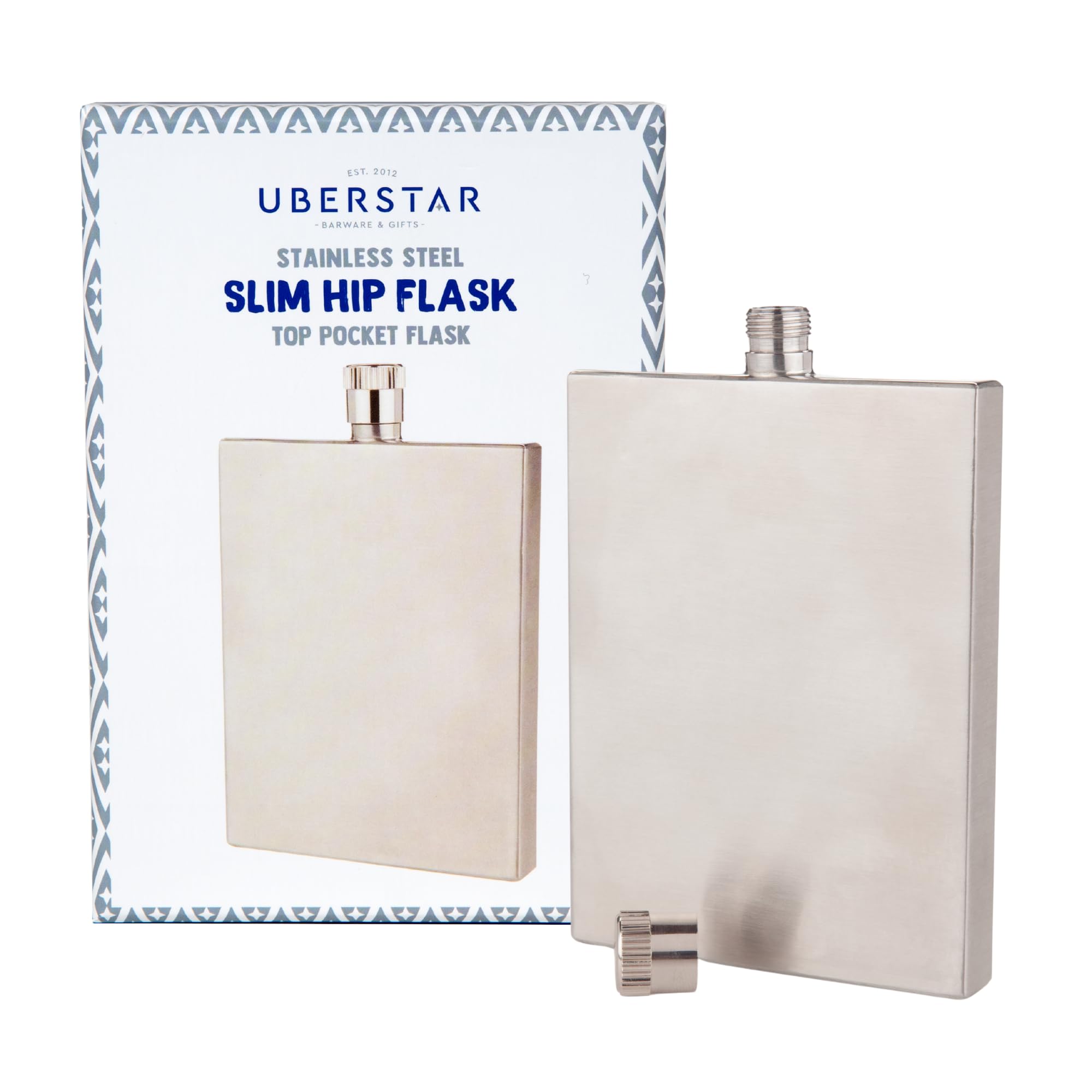 85ml/3oz Stainless Steel Silver Slim Hip Flask/Ultra Thin Whisky Liquor Drinking Flask for Men Groomsmen Women