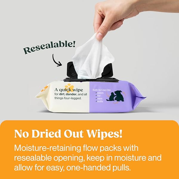 LAVENDER SCENT PREMIUM DOG & CAT PET WIPES CLEANS PET PAWS, EARS, FUR, BUTT, & ANAL GLAND WIPE NO-RINSE SOLUTION GENTLE DEODORIZING & HYPOALLERGENIC FOR SMALL/MEDIUM PETS – 100 COUNT