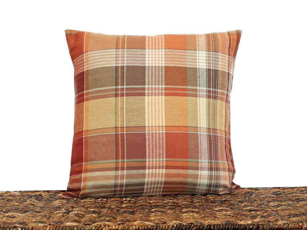 Amazon Com Fall Plaid Throw Pillow Cover Autumn Burnt Orange Rust