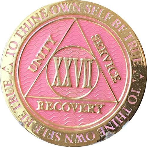 Recoverychip 27 Year AA Medallion Reflex Pink Gold Plated Chip