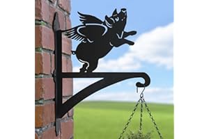 BAYN Plant Hangers Outdoor Iron Heavy Duty Ornamental Flying Pig Silhouette Wall Mounted Hanging Plant Bracket for Flower Pot Lantern Bird Feeder Wind Chimes