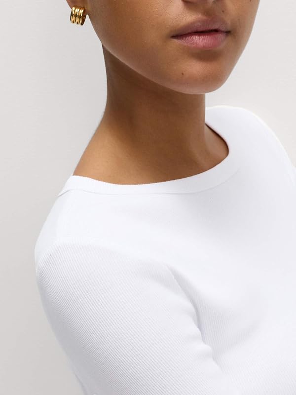 Top de algodão branco canelado macio UK 10 (EU 38)