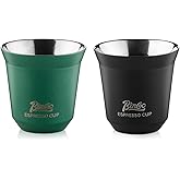 Bincoo Stackable Espresso Cups Set,2 Pack Double Wall Stainless Steel Insulated Espresso Shot Cups for Coffee Machines, Unbreakable and Stackable,2.7oz
