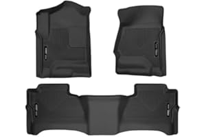 Husky Liners Weatherbeater Floor Mats | Fits 2014 - 2018 Chevrolet Silverado & GMC Sierra 1500 Crew Cab; 15-19 Silverado/Sierra 2500/3500 Crew Cab (Footwell Cvg) | Front & 2nd Row, 3-pc Black - 98231