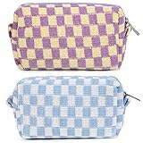 SOIDRAM 2 Pieces Makeup Bag Checkered Cosmetic Bag