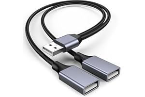 KAYQINHO USBA Y Splitter 1 in 2 Out, USB Male to 2 Female Cable for PC, Tablet, Laptop, MacBook, Keyboard, PS4, PS5, Mouse, F
