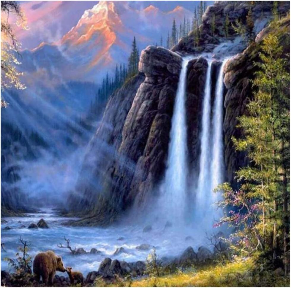 Adarl Framed DIY Oil Painting Paint by Number Kit Image Drawing On Canvas by Hand Coloring Arts Crafts & Sewing New (Waterfall)