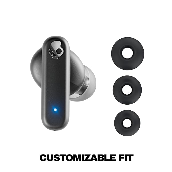 SKULLCANDY SMOKIN’ BUDS WIRELESS EARBUDS, BLUETOOTH HEADPHONES, NOISE ISOLATING FIT, UP TO 20 HOURS BATTERY, IPX4 SWEAT AND WATER RESISTANT, MICROPHONE FOR IPHONE ANDROID – MIDNIGHT SMOKE