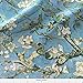 Vintage Botanical Fabric - Blue Almond Tree Blossoms Flowers Tree Branches Impressionist Floral by Peacoquettedesigns Printed on Basic Cotton Ultra Fabric by The Yard