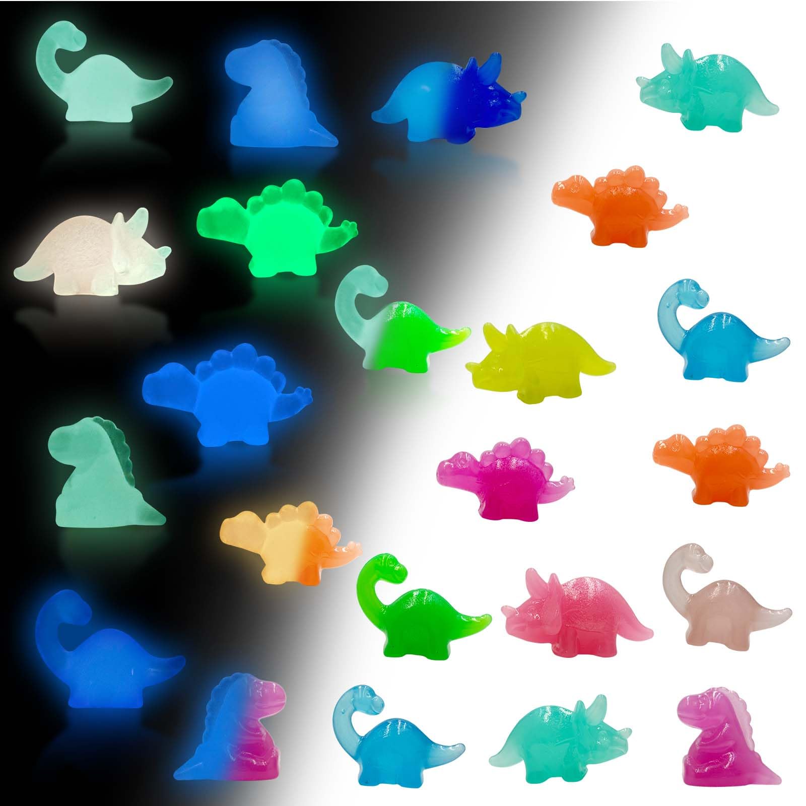 HAPTIME 50 Pcs Glow in The Dark Mini Dinosaur Figures, Mini Resin ...