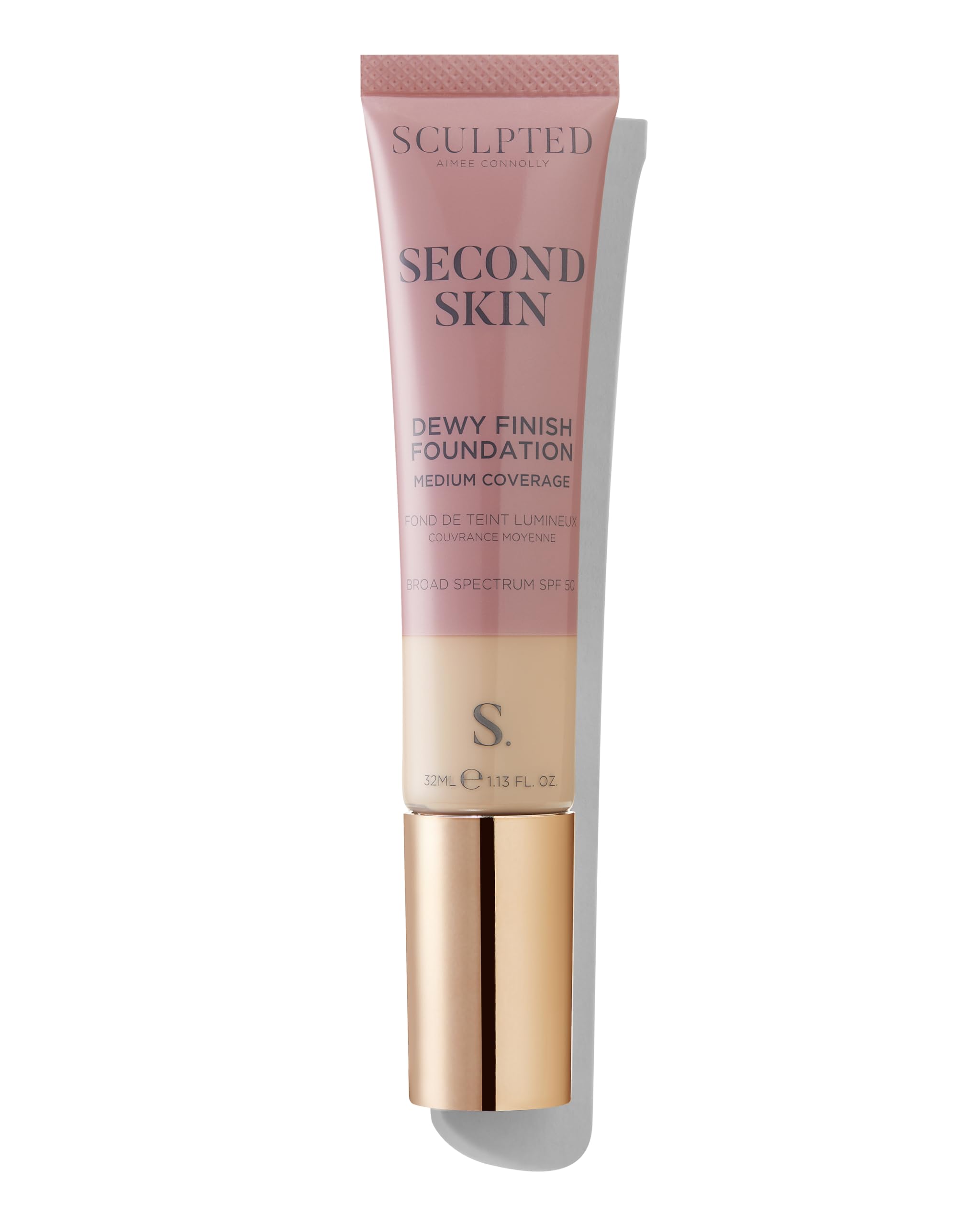 Second Skin Dewy Liquid Face Foundation from Sculpted by Aimee - 32ml Buildable, Medium Coverage Foundation with Dewy Finish, Hyaluronic Acid, Collagen Boosting Formula, SPF 50, (Fair Plus 2.5)