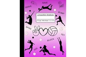 Volleyball Composition Notebook: Girls Sports I Wide Ruled I 110 Pgs I Primary School Book