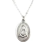 VPP Silver Tone St Frances Mother Cabrini/St Francis Xavier Medal Pendant Necklace Ladies 20" Chain