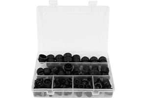 Nut Cover, 145PCs Rubber Hex Nut M4-M12 Bolt Assortment Kit with Storage Box for Matching Screws or Bolts, Black