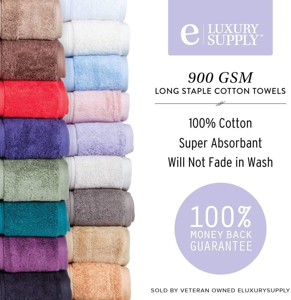 900 GSM 100% Egyptian Cotton 6-Piece Towel Set - Premium Hotel Quality Towel Sets - Heavy Weight & Absorbent - 2 Bath Towels 30" x 55", 2 Hand Towels 20" x 30", 2 Washcloths 13" x 13" Charcoal: Home & Kitchen